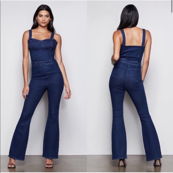 NWT Good American Cupped Flare Denim Playsuit - Picture 3 of 3